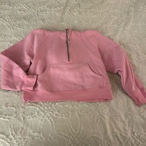 Pink Half-Zip Cropped Sweatshirt